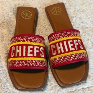 MKS Women’s Kansas City Chiefs Red & Yellow Slide Sandals
